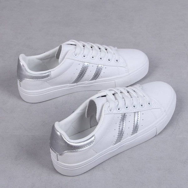 Stravel Women's Casual Shoes Sole Rubber Women Shoes Breathble Vulcanized Shoes Women Casual Lace Up Sneakers White Women