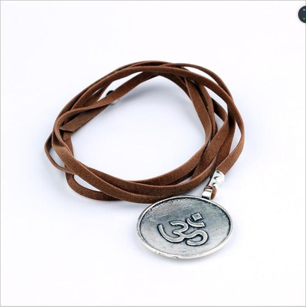Women's Necklace brown leather siber  Jewelry Accessories Ladies leather necklace Women's ethnic necklace