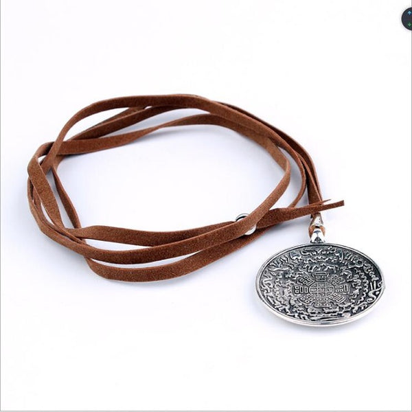 Women's Necklace brown leather siber  Jewelry Accessories Ladies leather necklace Women's ethnic necklace