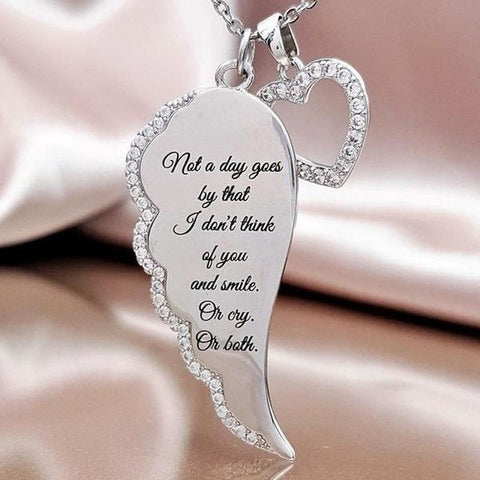 Women' Jewelry Lovely Letter Print Wings Angel Silver Clavicle Chain Pendant Necklaces Best Gift