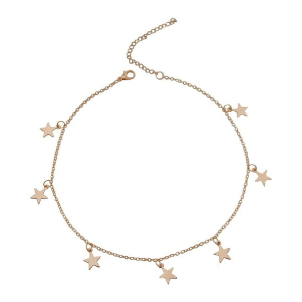 New Bohemian Fashion Simple Women's Alloy Chain Necklace Long Five-pointed Star Pendant Nnecklace Jewelry Gifts