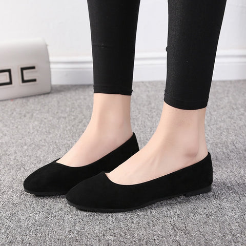 QSR Flats spring autumn fashion pointed single shoes female flat bottom shallow mouth candy color women's shoes big size 43