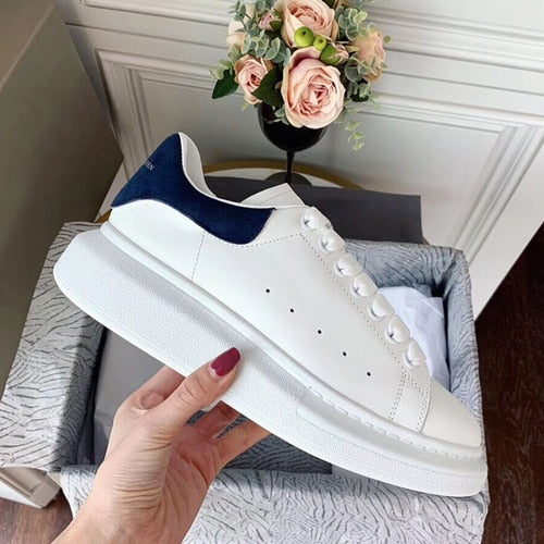 High version of Finard McQueen White shoes Women McQueen leather muffin thick soles increase women's shoes 2019 new autumn shoes