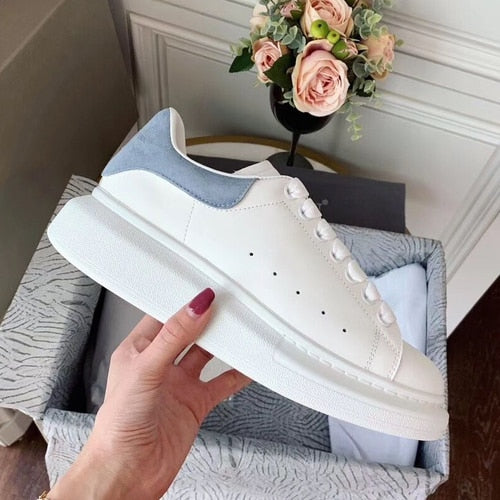 High version of Finard McQueen White shoes Women McQueen leather muffin thick soles increase women's shoes 2019 new autumn shoes