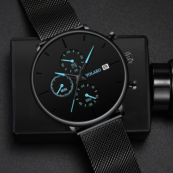 Men's Business Watch Quartz Luxury Simple Small Pointer Scrub Dial Male Fashion Atmosphere Calendar Wrist Watch Montre Homme