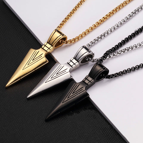 Men's Fashion Jewelry Gold Silver Black Arrow Head Pendant Long Chain Necklaces mens necklaces Collier Femme ArrowHead