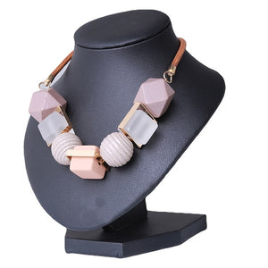 Women Beads Necklace Jewelry Statement Necklace Massive Wood Necklaces Beads Pendants Geometric Necklace Women's Jewelry