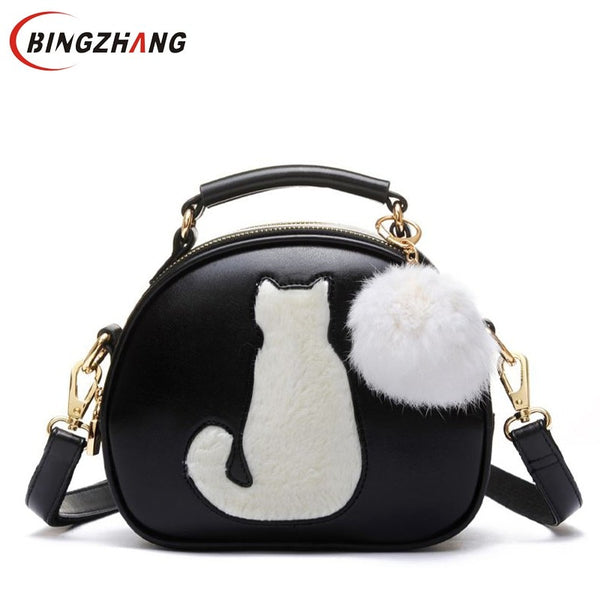 Cute Fox Rabbit Cat Bear Face Women Bag Baby Girl Mini Shoulder Bag For Women Cross Body Bags Lady PU Leather Handbags L4-3256