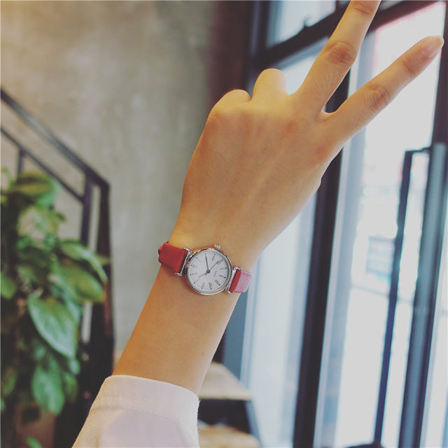 Exquisite small simple women dress watches retro leather female clock Bgg brand women's fashion mini design wristwatches clock