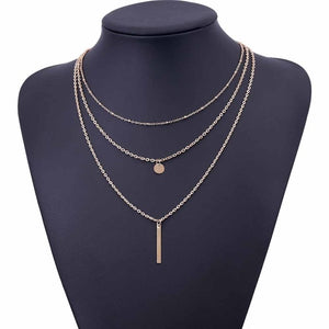 AILEND 2017 Women's Fashion Jewelry Colar 1pc European Simple Gold Silver Plated Multi Layers Bar Coin Necklace Clavicle Chains