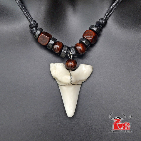 1PC Hawaii Surfer Jewelry Handmade Imitation shark teeth Pendant New Zealand Maori Tribal bone Choker WoMen's Men's Necklace