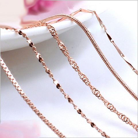 RE 45cm DIY women's chain Necklaces Friendly Copper Wave/Snake/Box Chains Jewelry Beads for Pendant Accessories rose gold J40