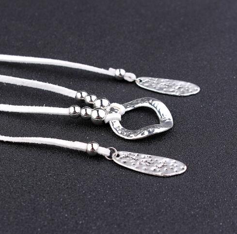 Women's Necklace brown leather siber  Jewelry Accessories Ladies leather necklace Women's ethnic necklace