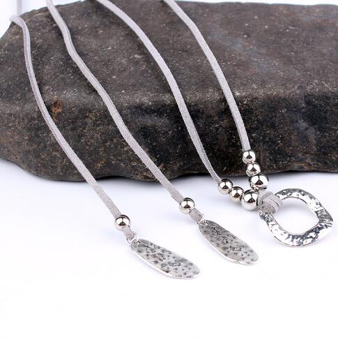 Women's Necklace brown leather siber  Jewelry Accessories Ladies leather necklace Women's ethnic necklace