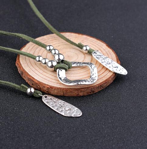 Women's Necklace brown leather siber  Jewelry Accessories Ladies leather necklace Women's ethnic necklace
