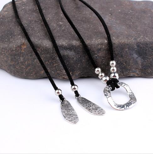 Women's Necklace brown leather siber  Jewelry Accessories Ladies leather necklace Women's ethnic necklace