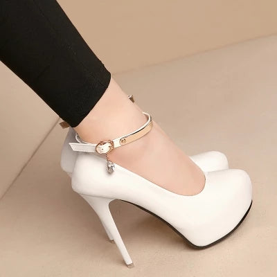 Women's high heels ultimate sexy high heel waterproof platform 16cm high heel single shoes women's wedding shoes white.